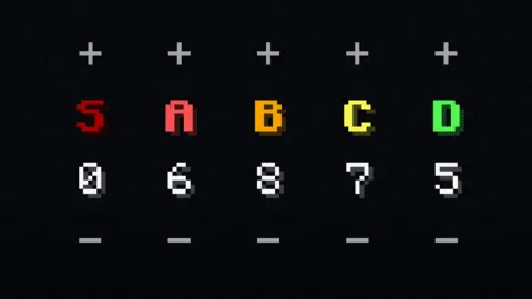 An item distribution menu, showing several tiers with numbers underneath them.